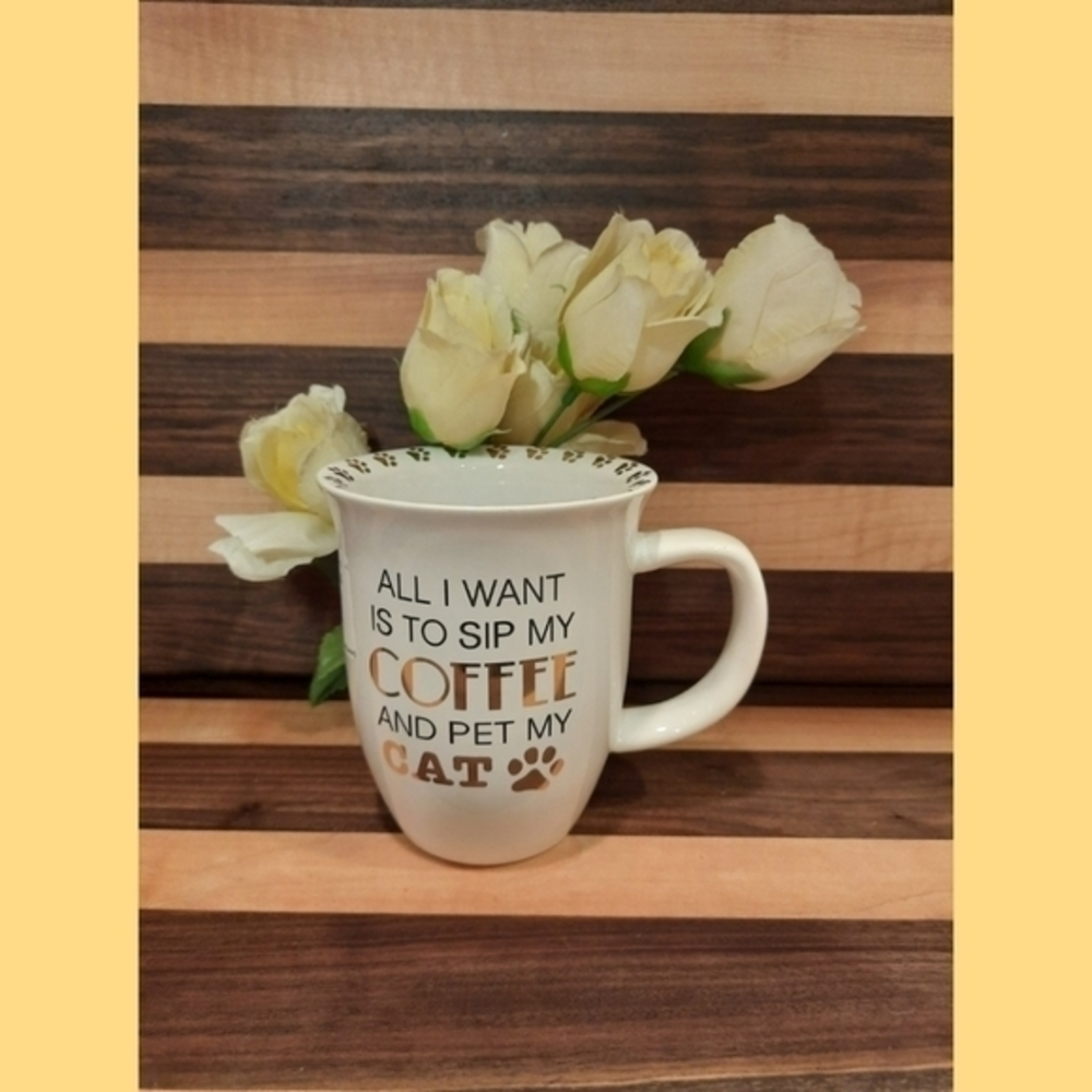 Cat / Coffee‎ Mug! Cat Lovers Mug! Paw Trim